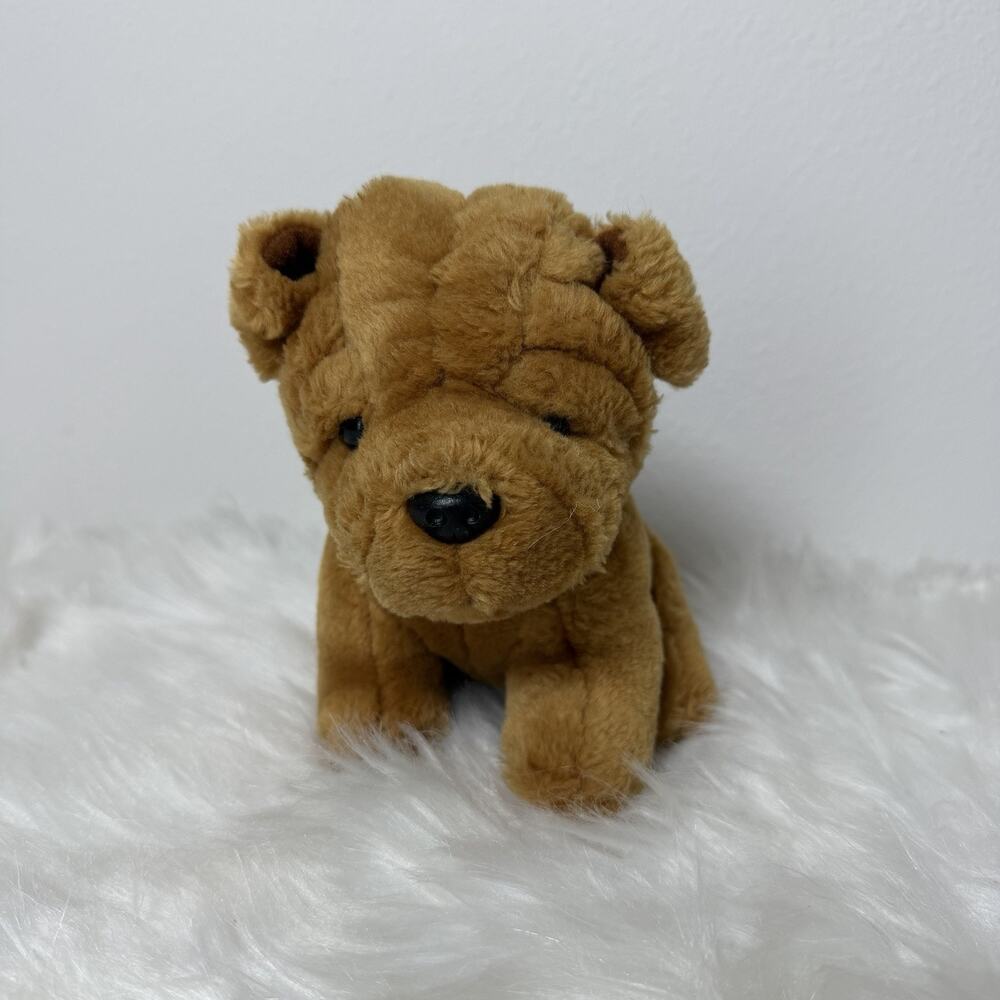 Vintage Wal-Mart Brown Shar Pei Dog Realistic Stuffed Animal 7” Plush Puppy